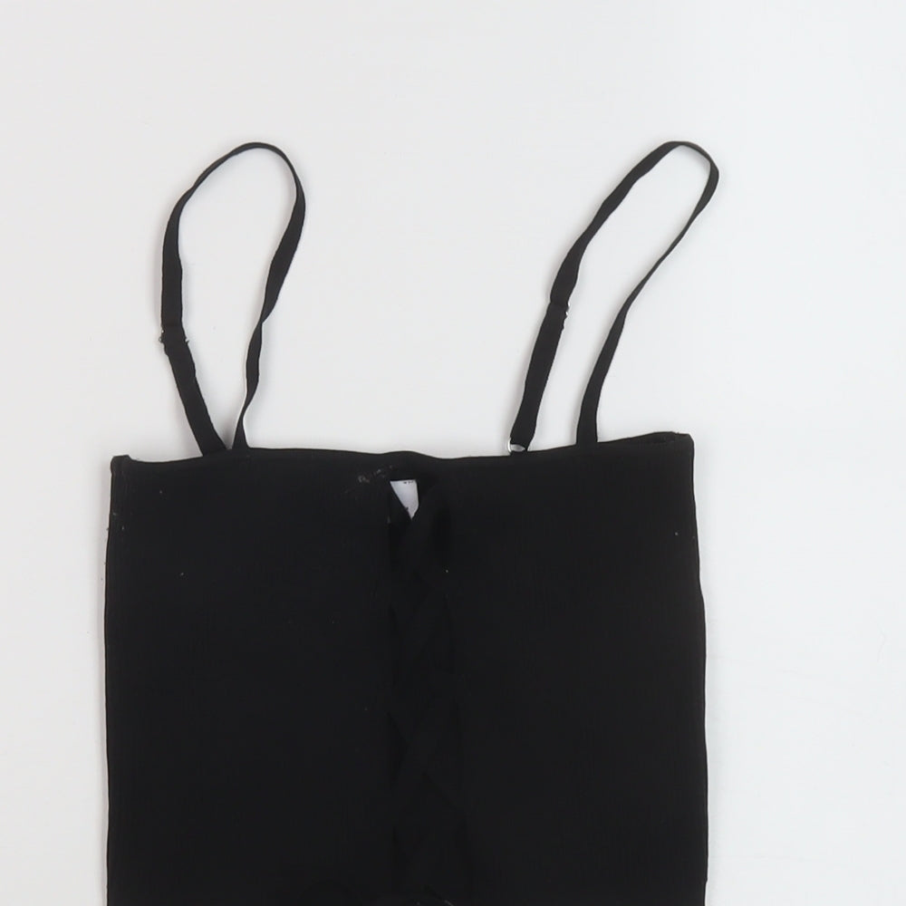 Womens UK Size M Bershka Black Cropped Tank