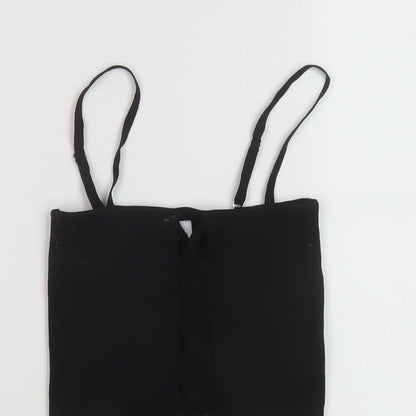 Womens UK Size M Bershka Black Cropped Tank