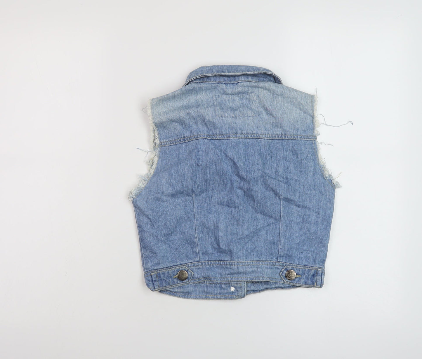 Denim & Co. Womens Blue Gilet Jacket Size 8 Button