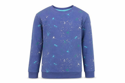 Marks and Spencer Boys Blue Geometric Cotton Pullover Sweatshirt Size 12-13 Years Pullover