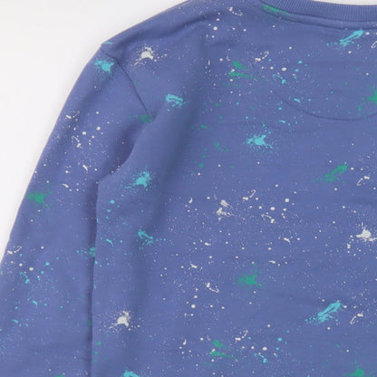 Marks and Spencer Boys Blue Geometric Cotton Pullover Sweatshirt Size 12-13 Years Pullover