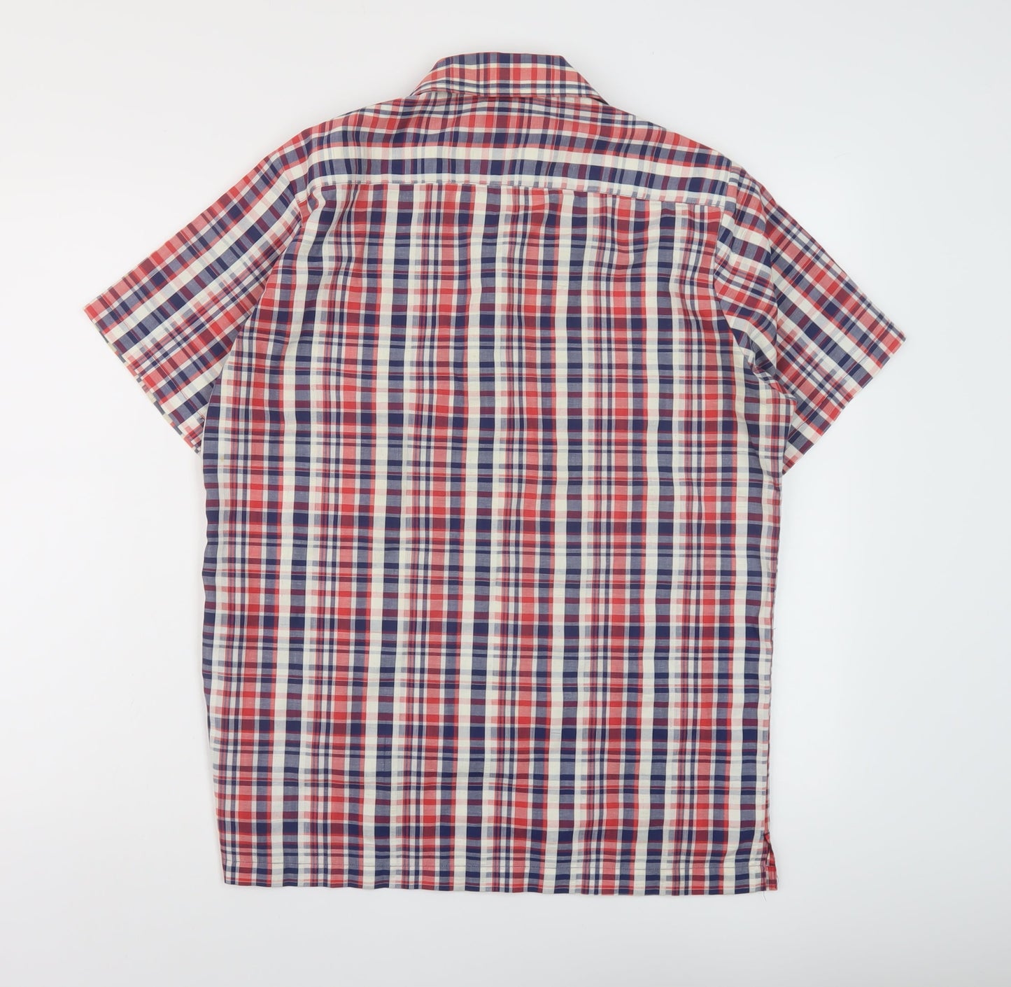 Horrds Mens Multicoloured Plaid Cotton Button-Up Size M Collared Button
