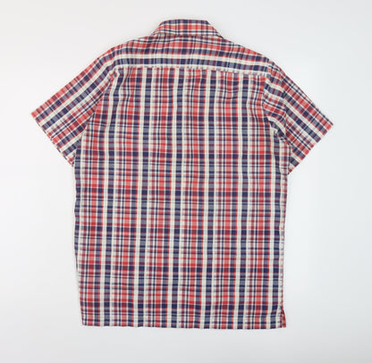 Horrds Mens Multicoloured Plaid Cotton Button-Up Size M Collared Button