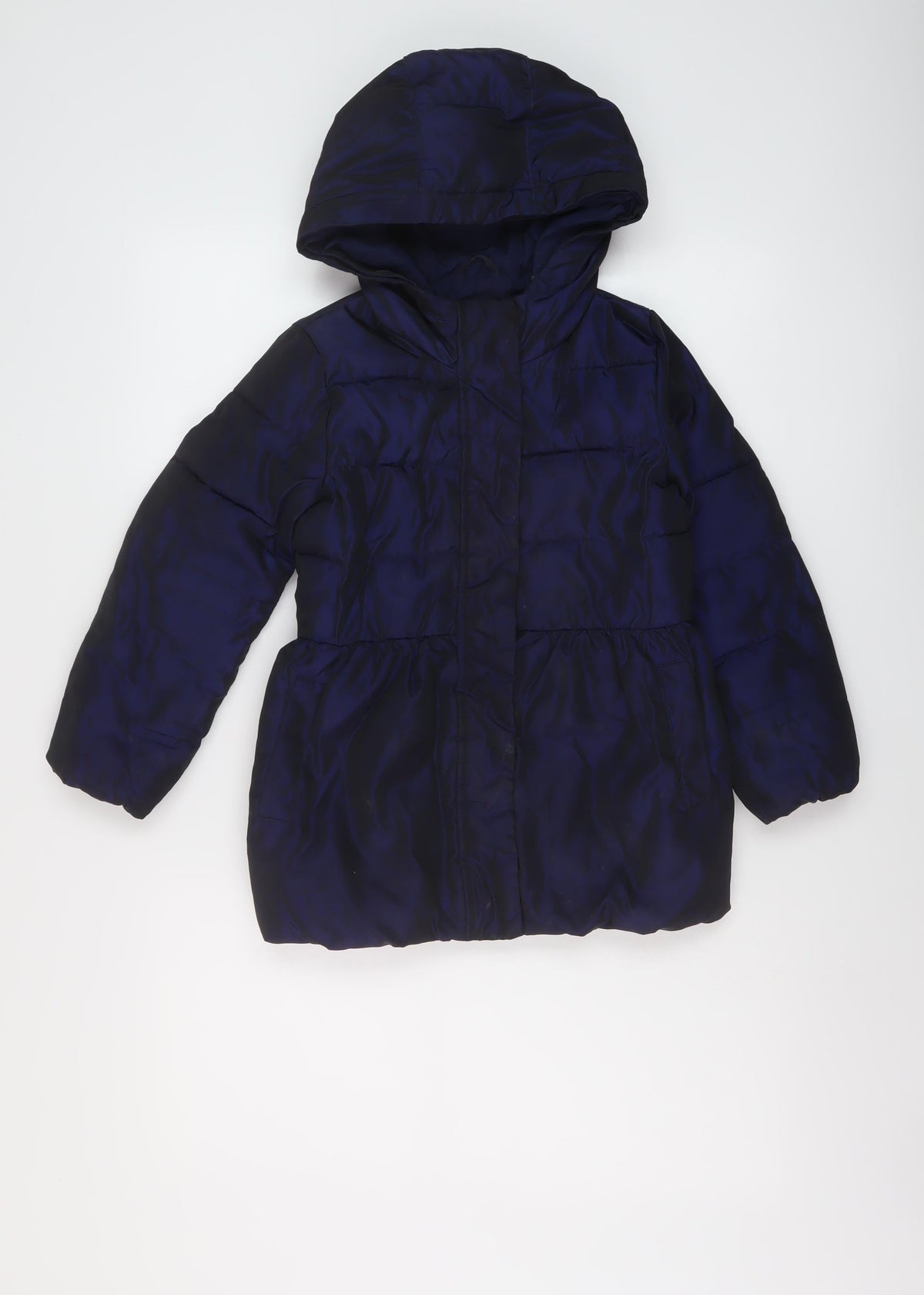 Additional front view of Gap girls’ blue jacket, size 6-7, years zip
