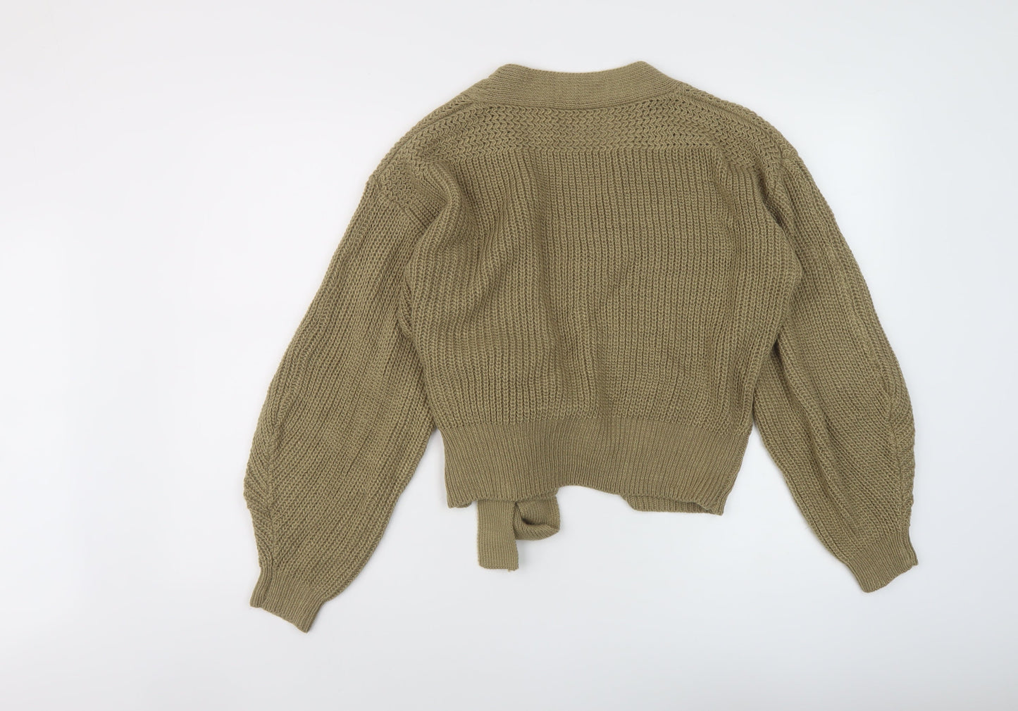 CIDER Womens Beige V-Neck Acrylic Wrap Jumper Size S