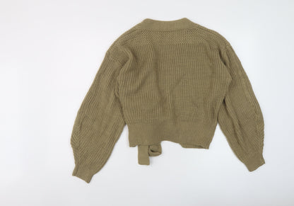 CIDER Womens Beige V-Neck Acrylic Wrap Jumper Size S