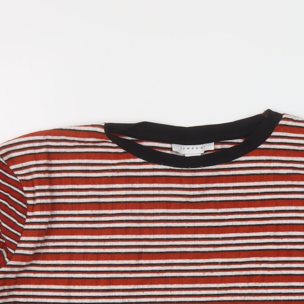 Womens UK Size 14 Topshop Multicoloured Cropped T-Shirt