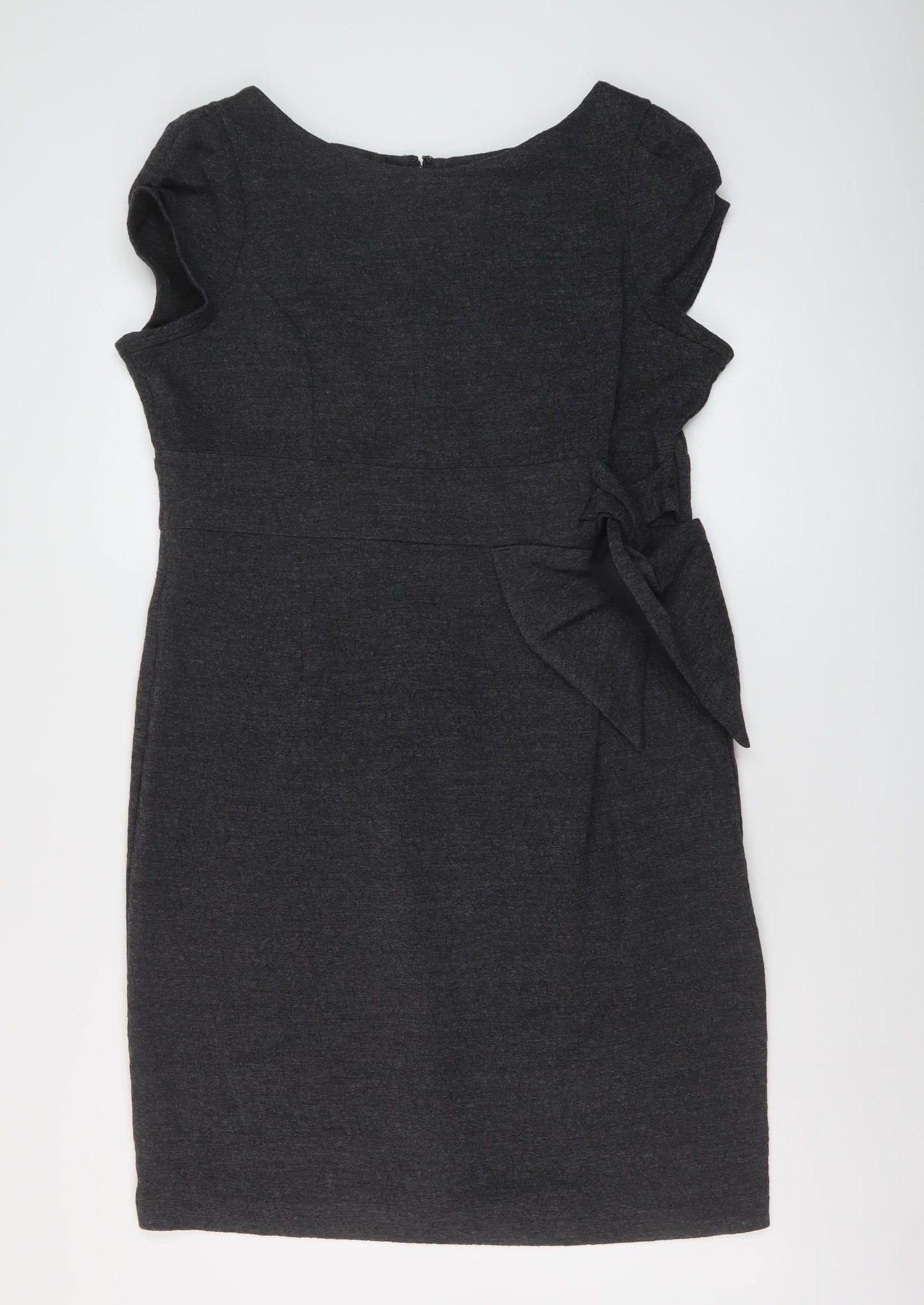 Per Una Womens Grey Acrylic A-Line Size 20 Round Neck Zip