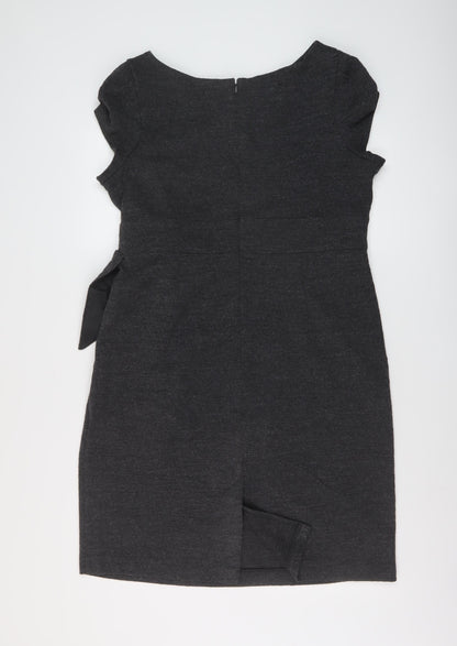 Per Una Womens Grey Acrylic A-Line Size 20 Round Neck Zip