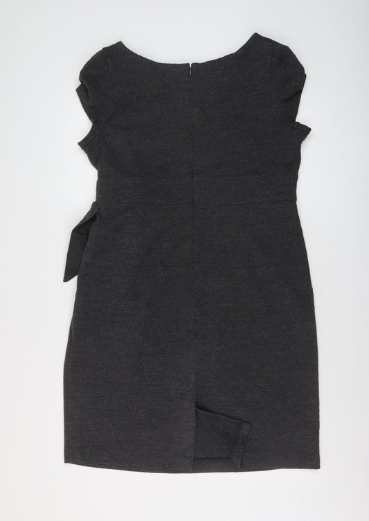 Per Una Womens Grey Acrylic A-Line Size 20 Round Neck Zip