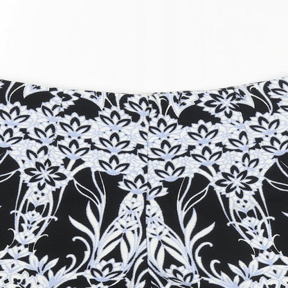 Missguided Womens Black Geometric Polyester Basic Shorts Size 8 Regular Zip