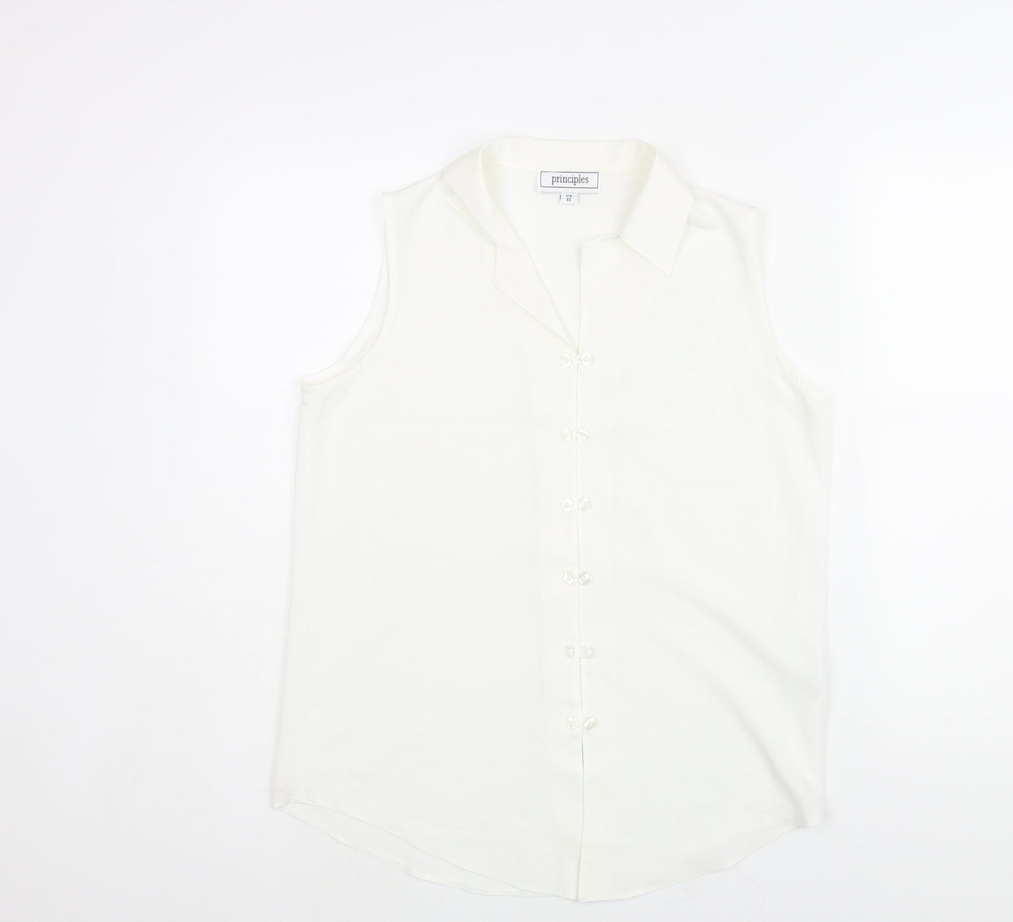 Principles Womens White Polyester Camisole Blouse Size 12 Collared
