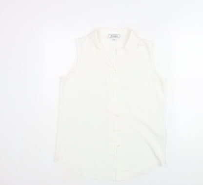 Principles Womens White Polyester Camisole Blouse Size 12 Collared