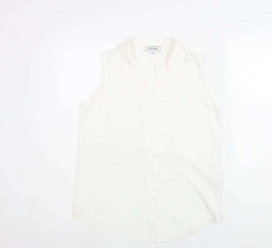 Principles Womens White Polyester Camisole Blouse Size 12 Collared