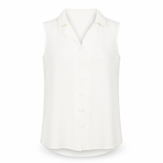 Front view of Principles women’s white polyester camisole blouse, size UK 12, collared