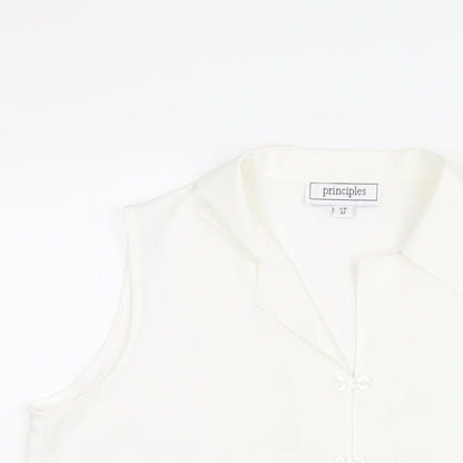 Principles Womens White Polyester Camisole Blouse Size 12 Collared