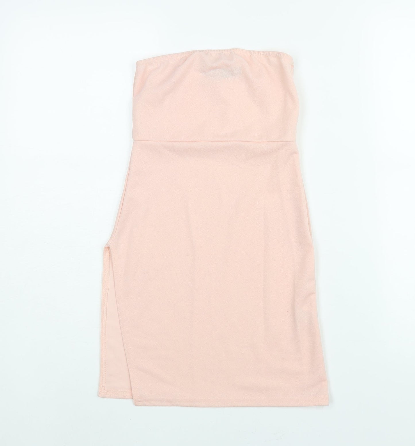 PRETTYLITTLETHING Womens Pink Polyester Mini Size 4 Square Neck Pullover - Side Slit