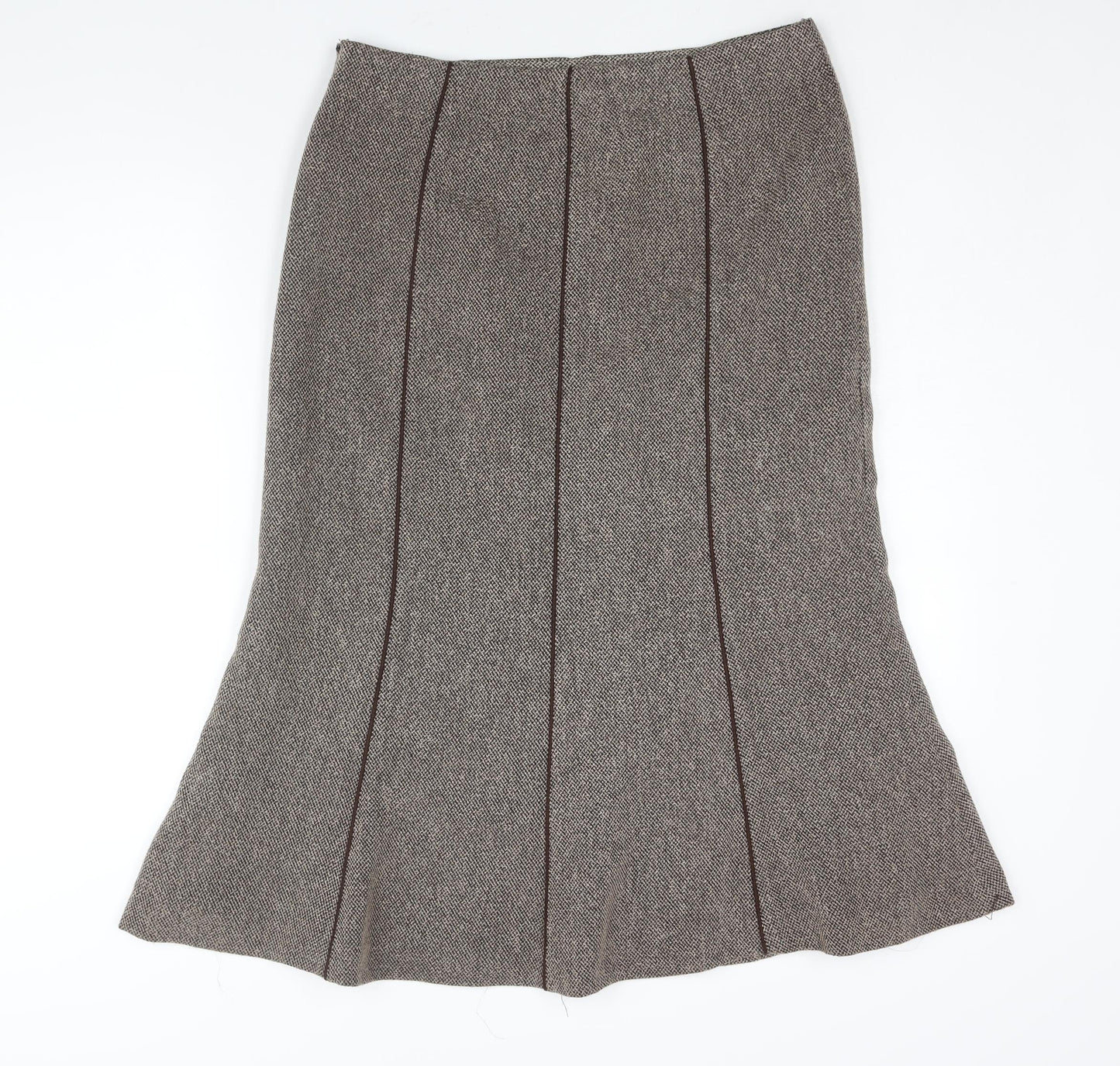 CC Womens Brown Polyester Trumpet Skirt Size 12 Zip - Piping Detail