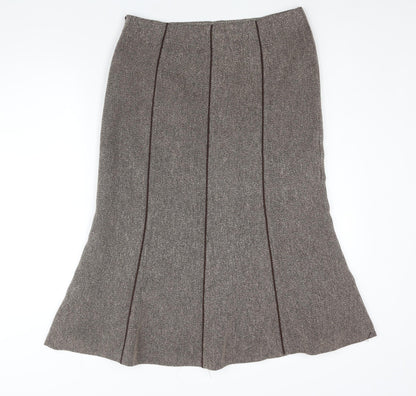 CC Womens Brown Polyester Trumpet Skirt Size 12 Zip - Piping Detail