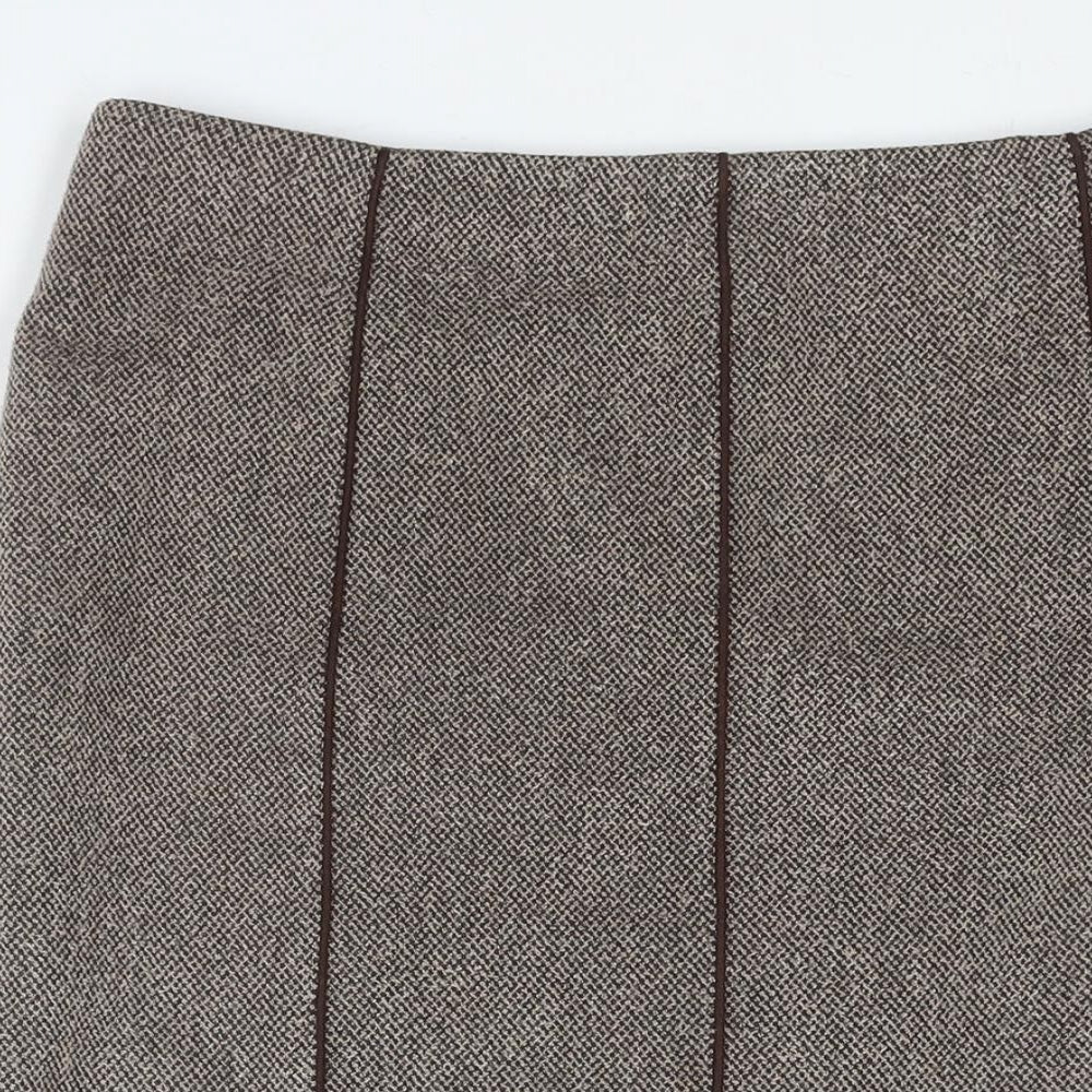 CC Womens Brown Polyester Trumpet Skirt Size 12 Zip - Piping Detail