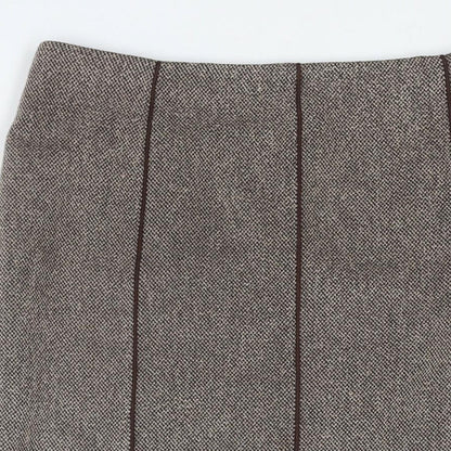 CC Womens Brown Polyester Trumpet Skirt Size 12 Zip - Piping Detail