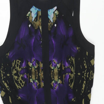 Limited Edition Womens Multicoloured Geometric Polyester Shift Size 8 Round Neck Zip - Cut Out Detail