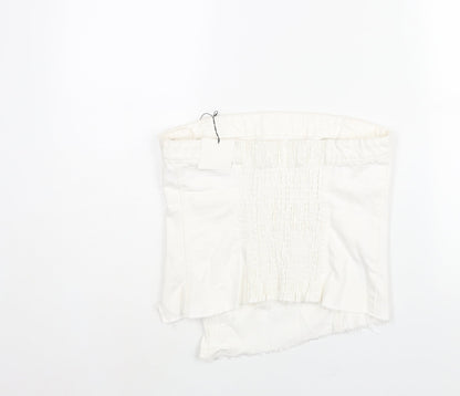 Womens UK Size L Zara White Cropped Blouse