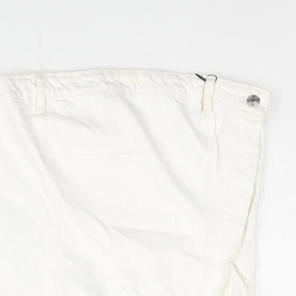 Womens UK Size L Zara White Cropped Blouse