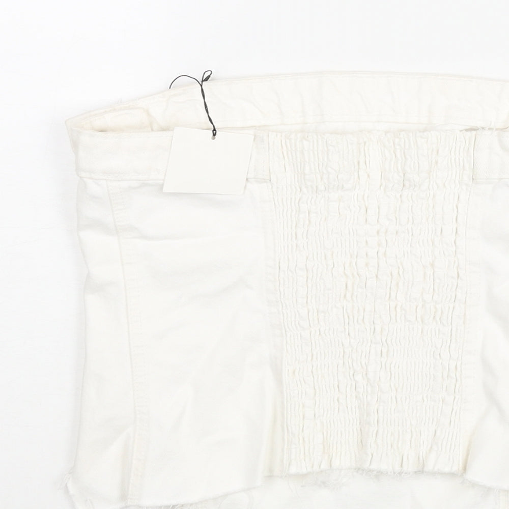 Womens UK Size L Zara White Cropped Blouse