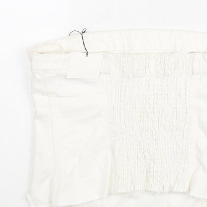Womens UK Size L Zara White Cropped Blouse