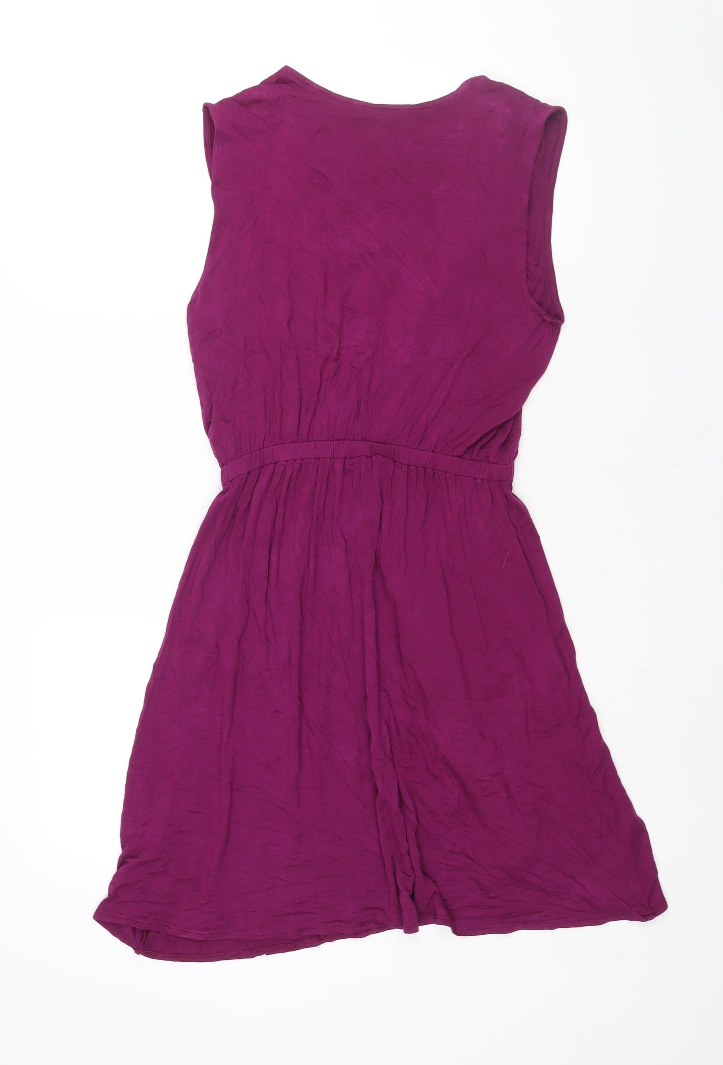 Marks and Spencer Womens Purple Viscose Wrap Dress Size 14 V-Neck Pullover