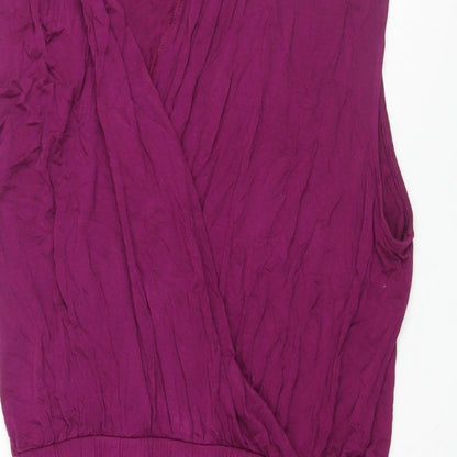 Marks and Spencer Womens Purple Viscose Wrap Dress Size 14 V-Neck Pullover