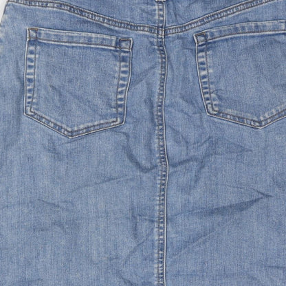 TU Womens Blue Cotton A-Line Skirt Size 10 Button