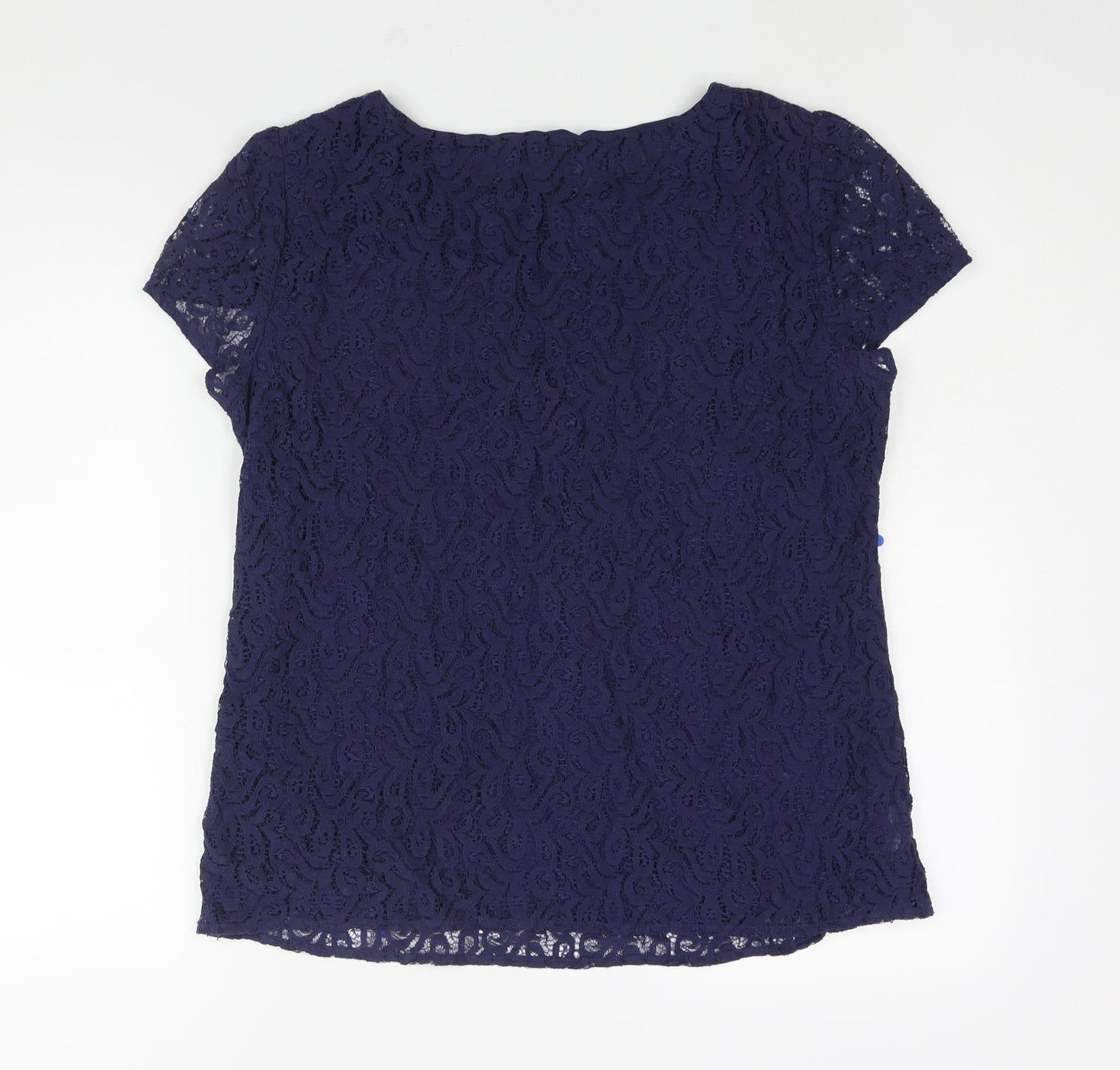 LOFT Womens Blue Nylon Basic Blouse Size M Round Neck - Sequin Detail