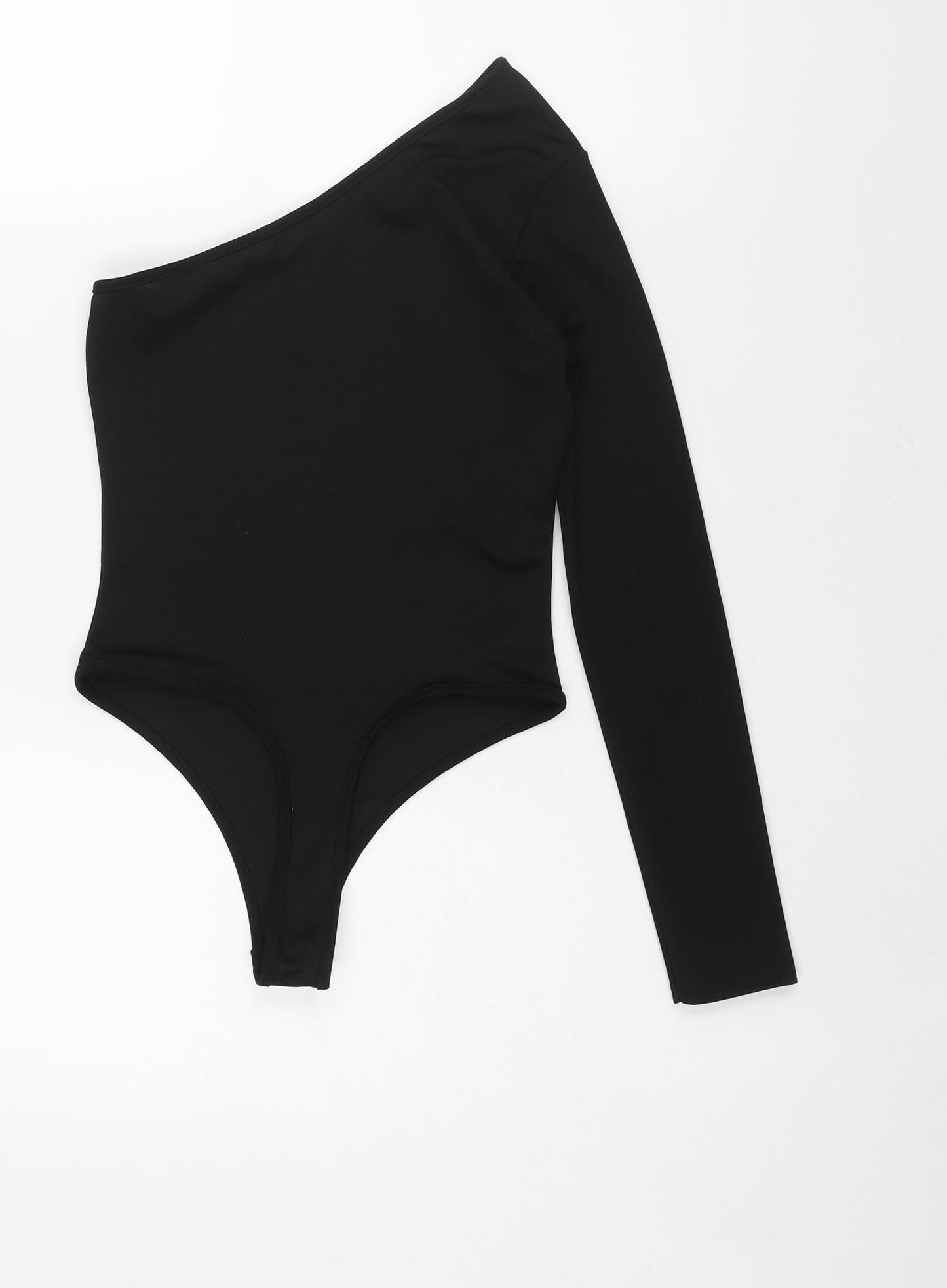 PRETTYLITTLETHING Womens Black Polyester Bodysuit One-Piece Size 8 Snap