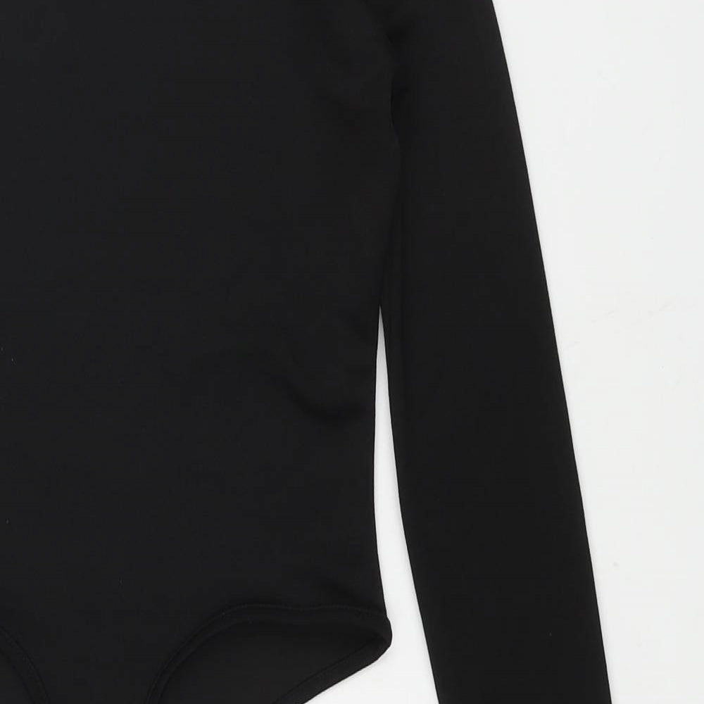 PRETTYLITTLETHING Womens Black Polyester Bodysuit One-Piece Size 8 Snap