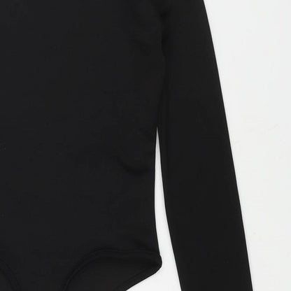 PRETTYLITTLETHING Womens Black Polyester Bodysuit One-Piece Size 8 Snap