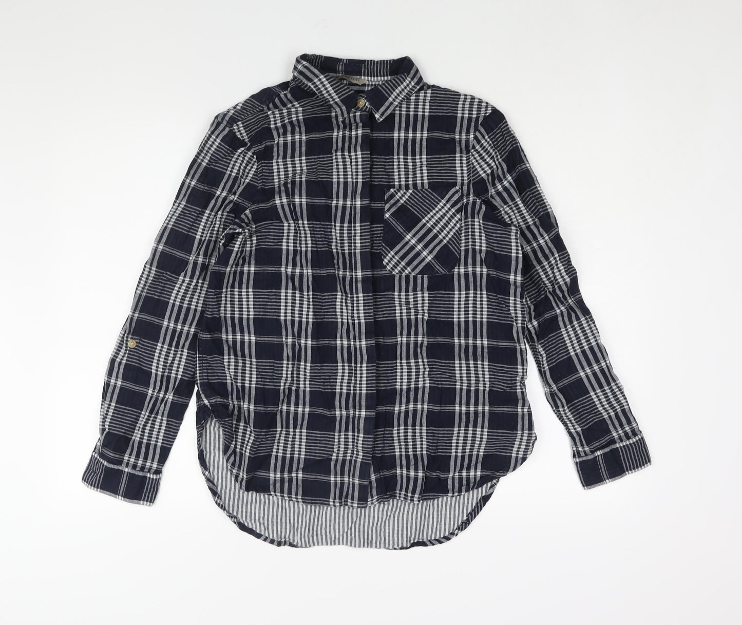 Womens UK Size 8 Marks and Spencer Blue Basic Button-Up