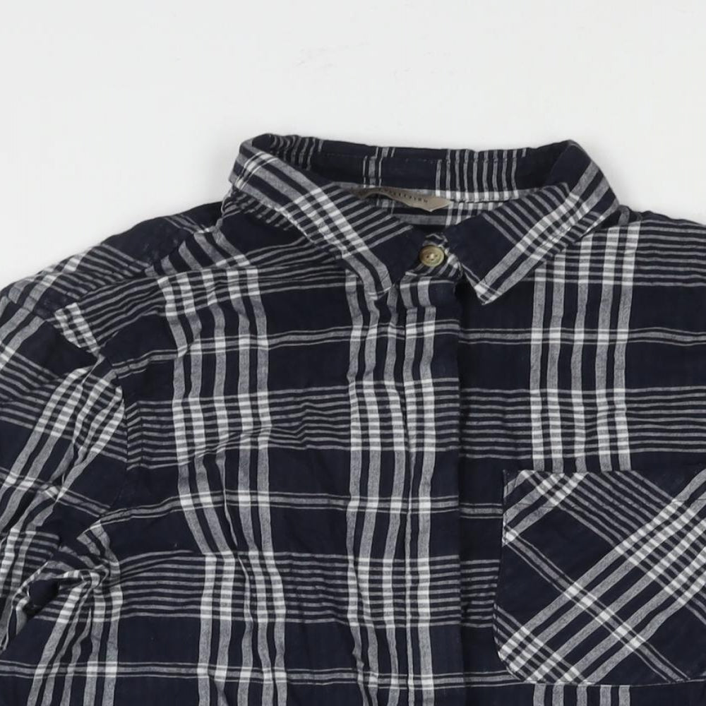 Womens UK Size 8 Marks and Spencer Blue Basic Button-Up
