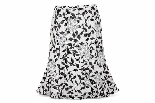 Seda Womens White Floral Cotton Trumpet Skirt Size 16 Zip