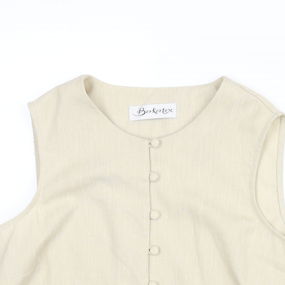 Berkertex Womens Beige Polyester Camisole Blouse Size 14 Round Neck - Embroidered Detail