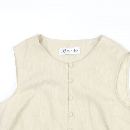 Berkertex Womens Beige Polyester Camisole Blouse Size 14 Round Neck - Embroidered Detail