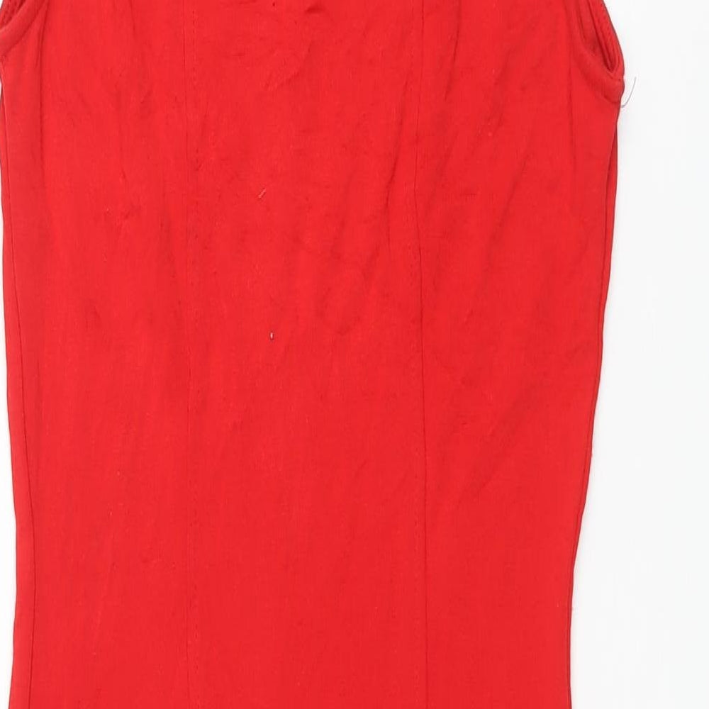 ASOS Womens Red Viscose Bodycon Size 12 Round Neck Pullover - Pockets