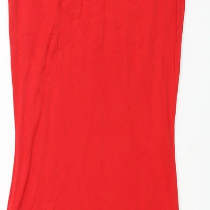 ASOS Womens Red Viscose Bodycon Size 12 Round Neck Pullover - Pockets