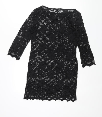ASOS Womens Black Polyester Mini Size 14 Round Neck Pullover - Semi Sheer