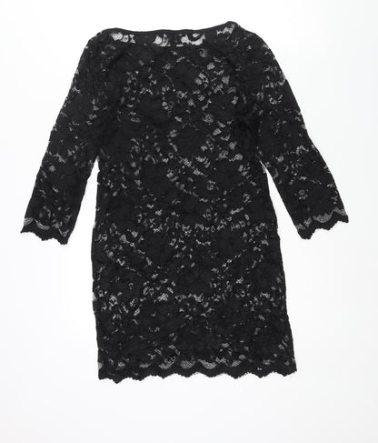 ASOS Womens Black Polyester Mini Size 14 Round Neck Pullover - Semi Sheer