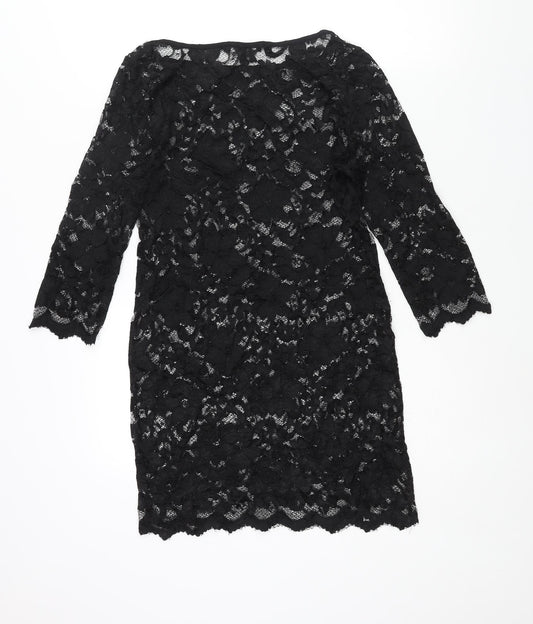 ASOS Womens Black Polyester Mini Size 14 Round Neck Pullover - Semi Sheer