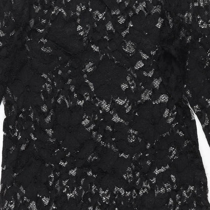ASOS Womens Black Polyester Mini Size 14 Round Neck Pullover - Semi Sheer
