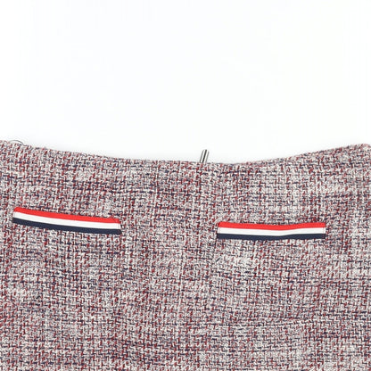 Marks and Spencer Womens Multicoloured Cotton Straight & Pencil Skirt Size 10 Zip - Pocket Detail