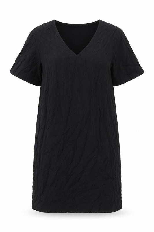 Front view of b.young women’s black lyocell shift, size UK 10, v-neck pullover